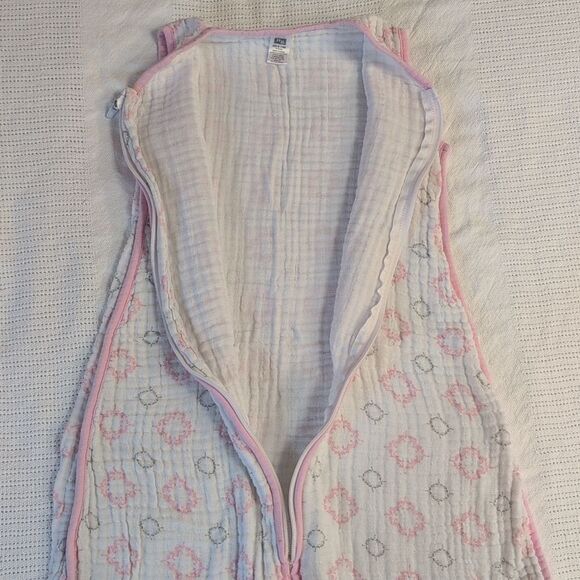 Hudson Baby Medium 6-12 months White and Pink Cotton Zippered Sleep Sacks - Picture 11 of 11